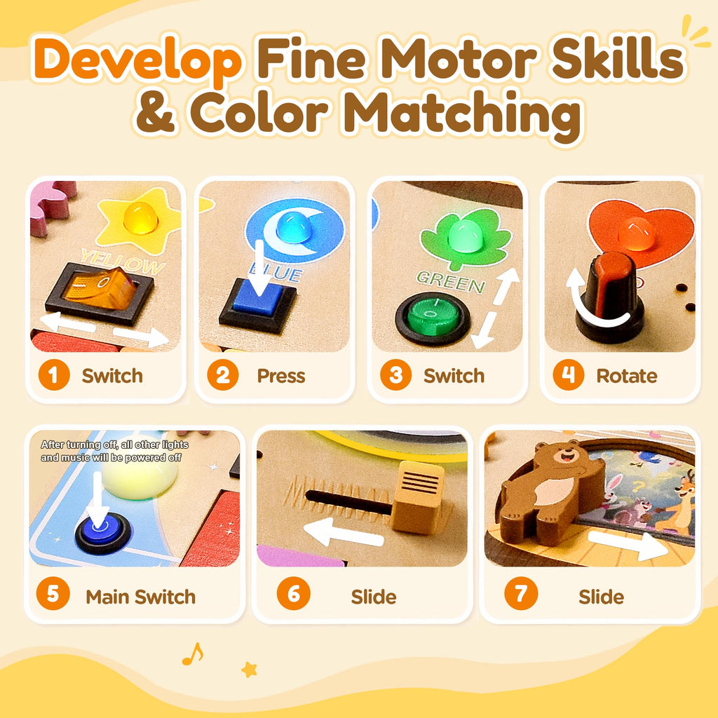 Wooden Montessori Busy Board with Piano Keyboard G65069