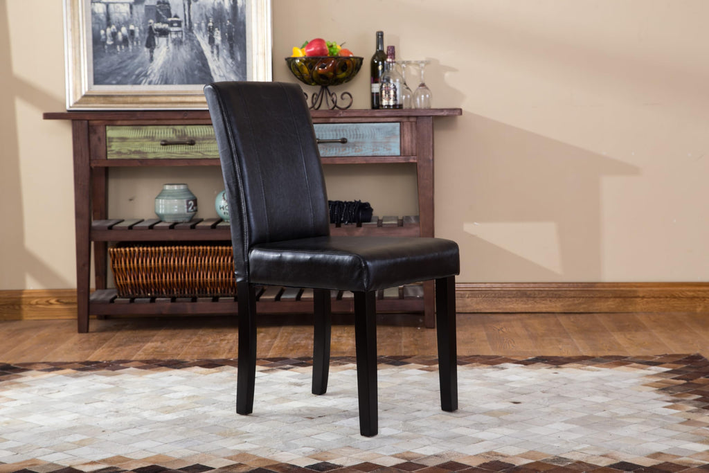 Black Leatherette Parson Chair Set of 2 B8308