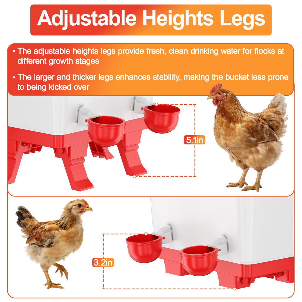 5.0 Gal Chicken Waterer Bucket with 4 Cups S6219