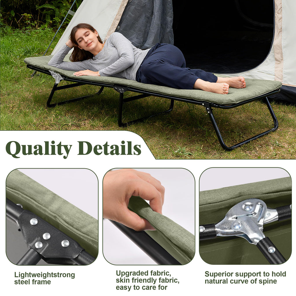 Camping Cot with Mattress Portable Folding Double Layer 1200D W290870