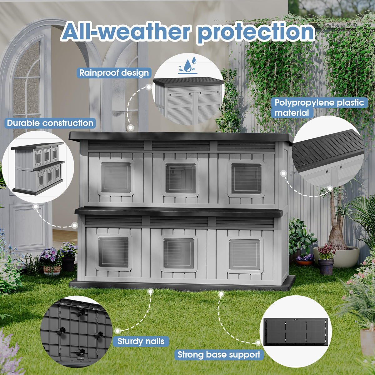 Weatherproof 2 Storey Insulated Cat House B36005