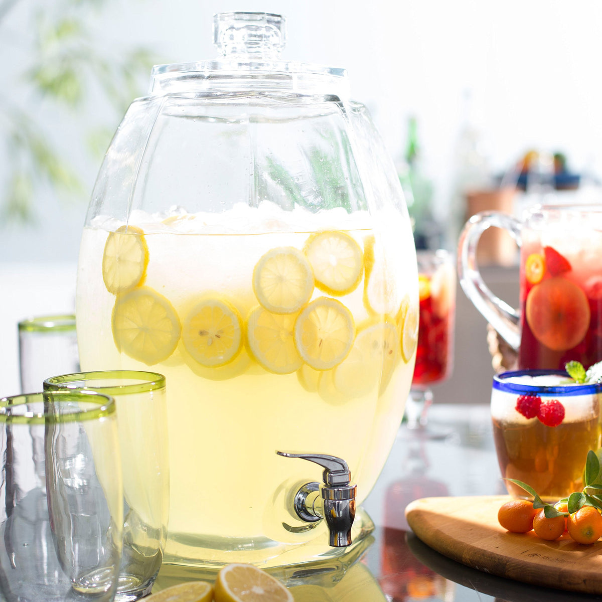 Glass Beverage Dispenser Pitcher with Lid 3 Gal L808
