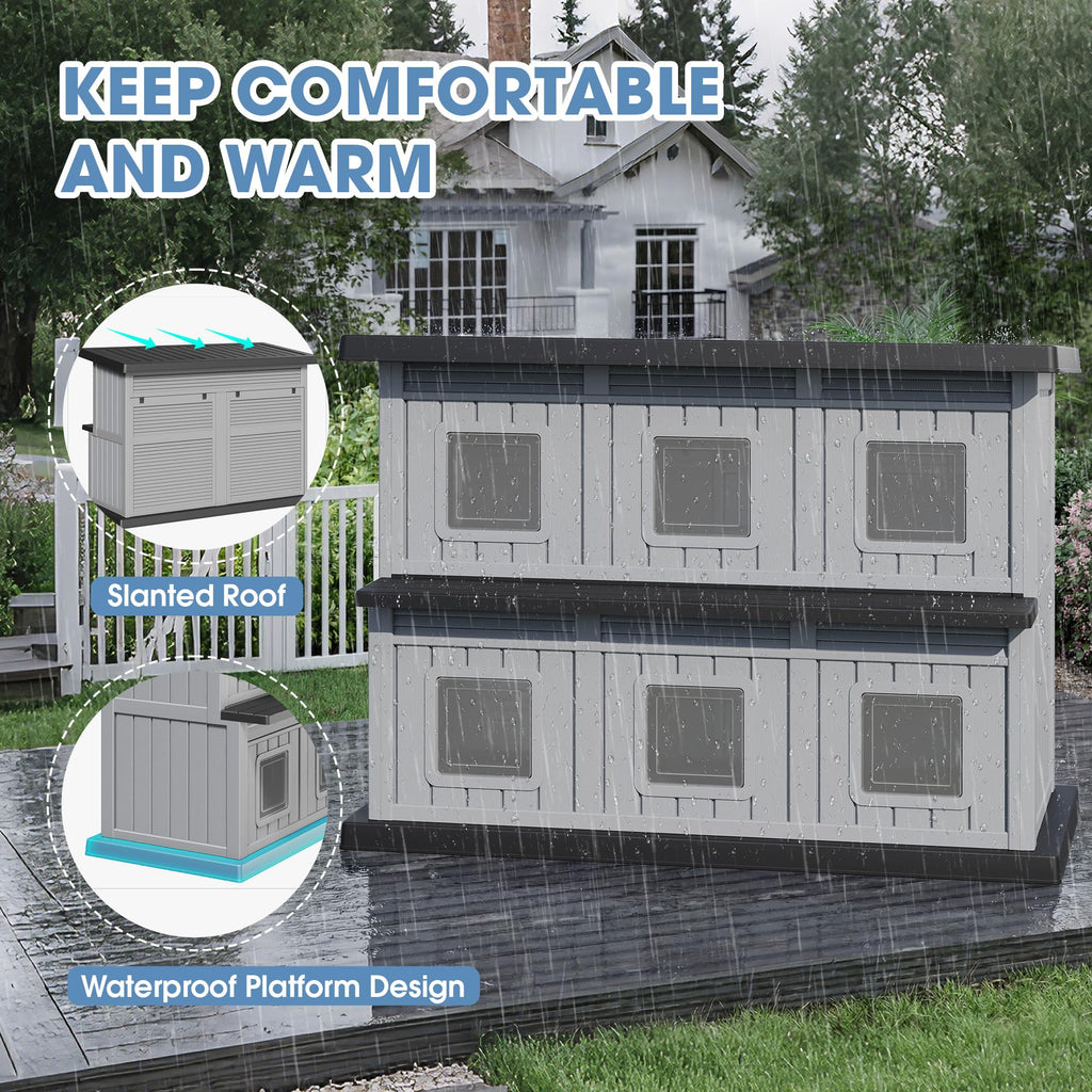 Weatherproof 2 Storey Insulated Cat House B36005