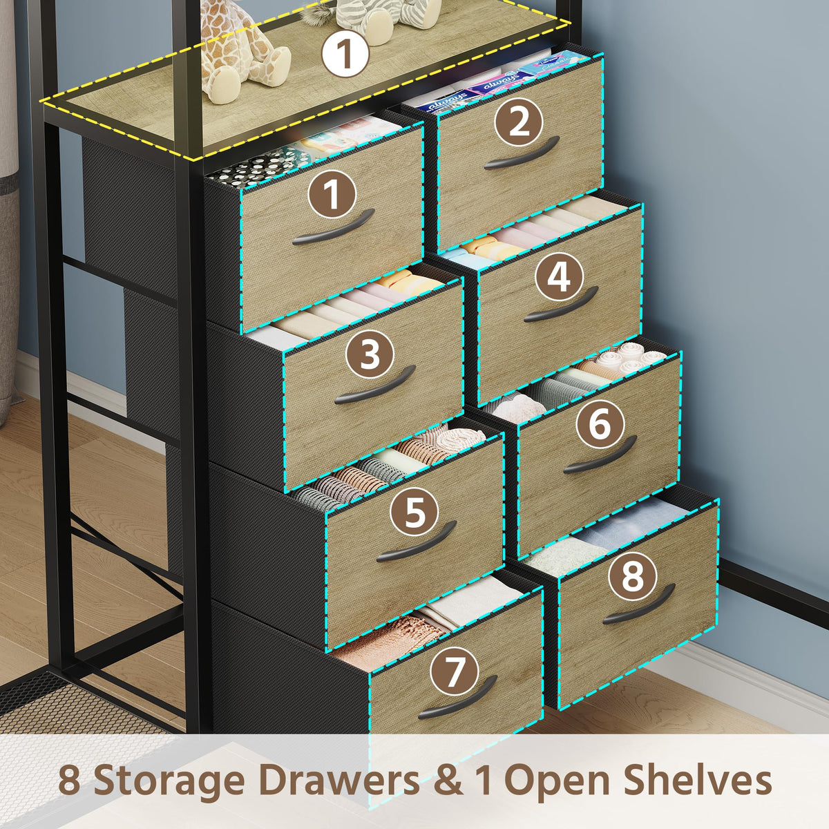 Oak Gray Full Over Twin Bunk Bed with Desk and Drawers H514