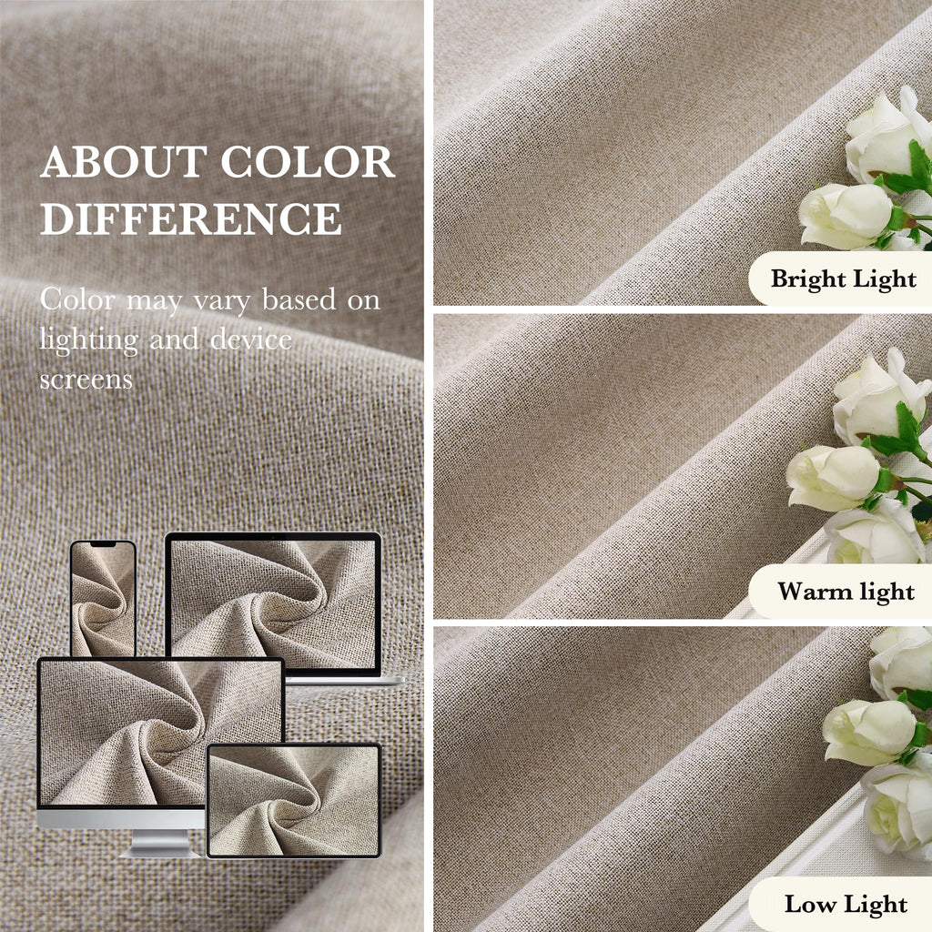 100% Blackout Linen Sliding Glass Door Curtains D5709