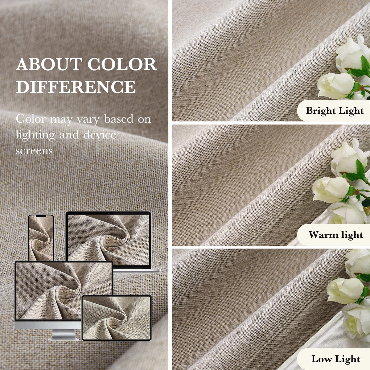 100% Blackout Linen Sliding Glass Door Curtains D5709