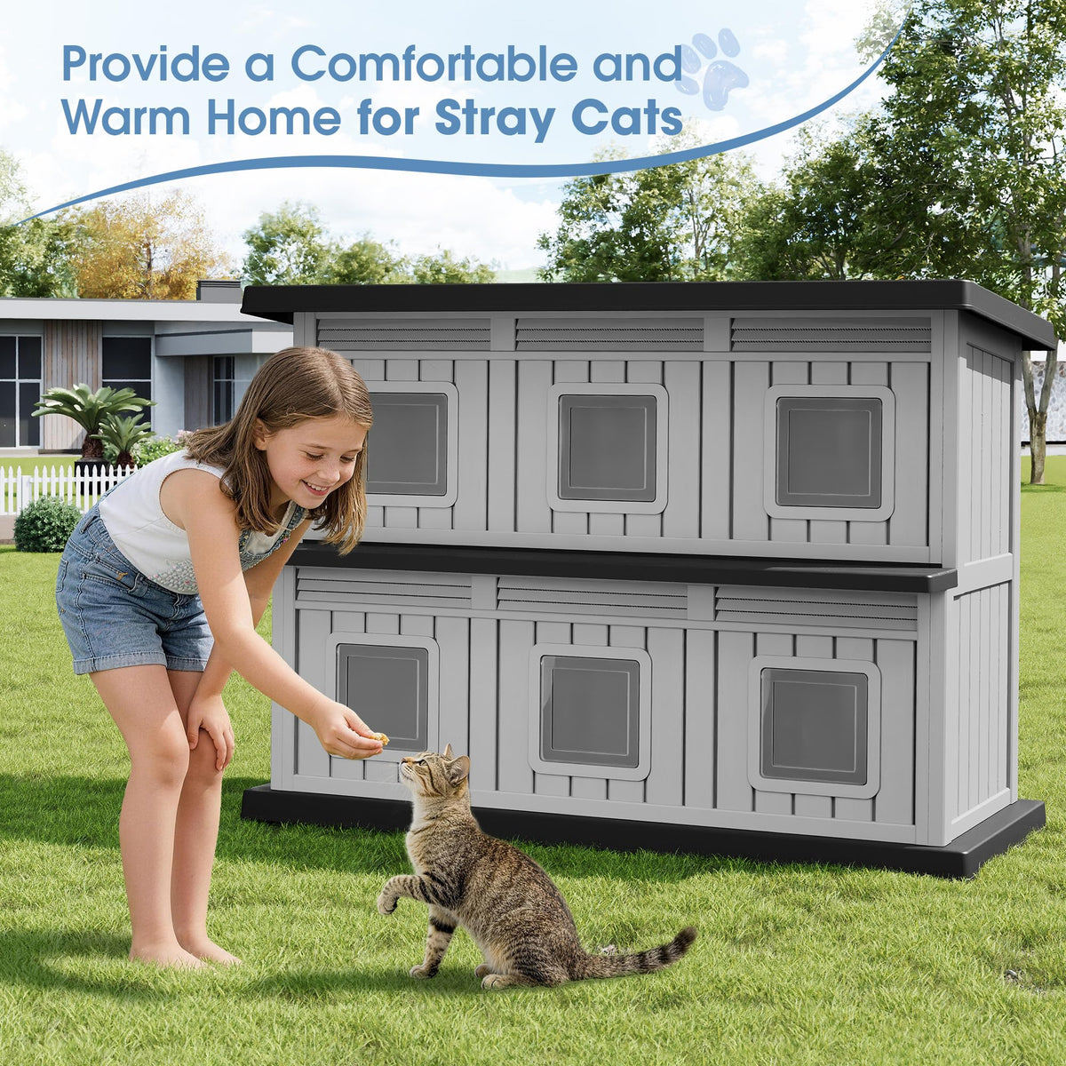 Weatherproof 2 Storey Insulated Cat House B36005