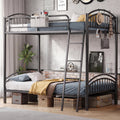 Twin Over Twin Metal Bunk Bed with Ladder Q81259