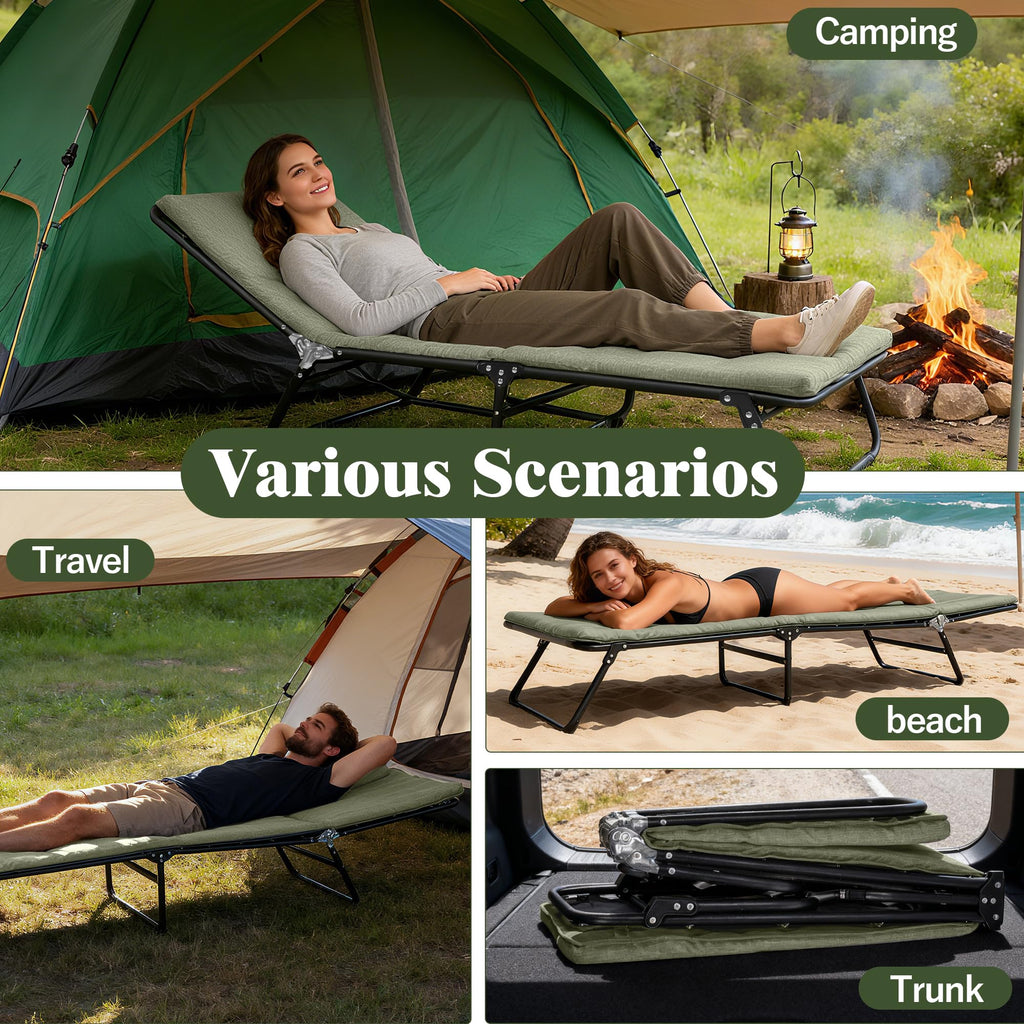 Camping Cot with Mattress Portable Folding Double Layer 1200D W290870